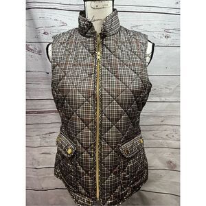 St. John's Bay small brown and red plaid zip up puffy vest (#1857)‎